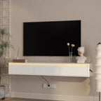 Floating TV Stand with LED Lights & Power Outlet