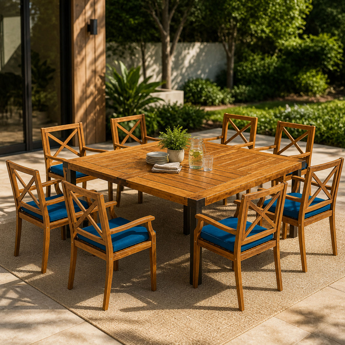 9-Piece Acacia Wood Outdoor Patio Dining Set
