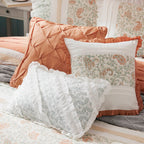 9 Piece Cotton Percale Comforter Set - Coral Queen