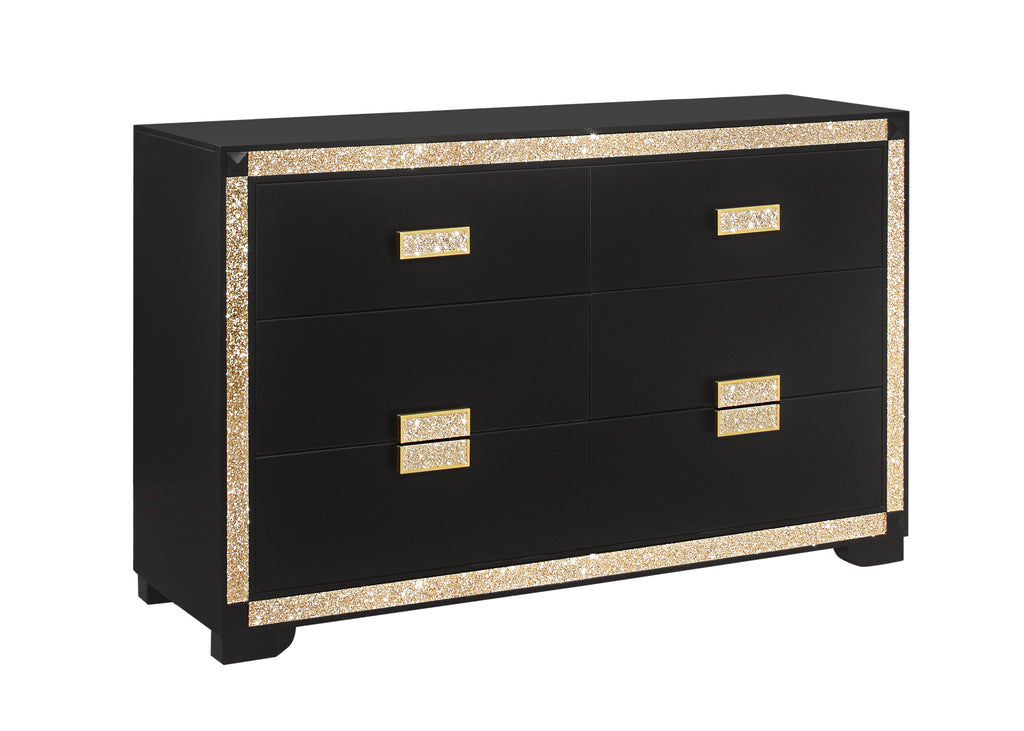 Lively Black/Gold Full Bedroom Set