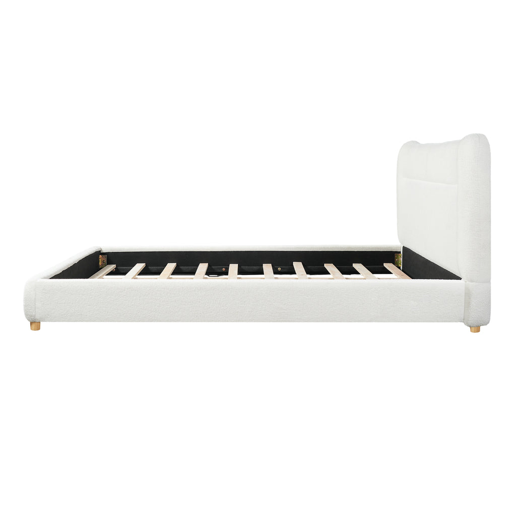 Minimalist Curved Headboard Teddy Bear Plush Bed - King