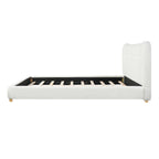 Minimalist Curved Headboard Teddy Bear Plush Bed - King
