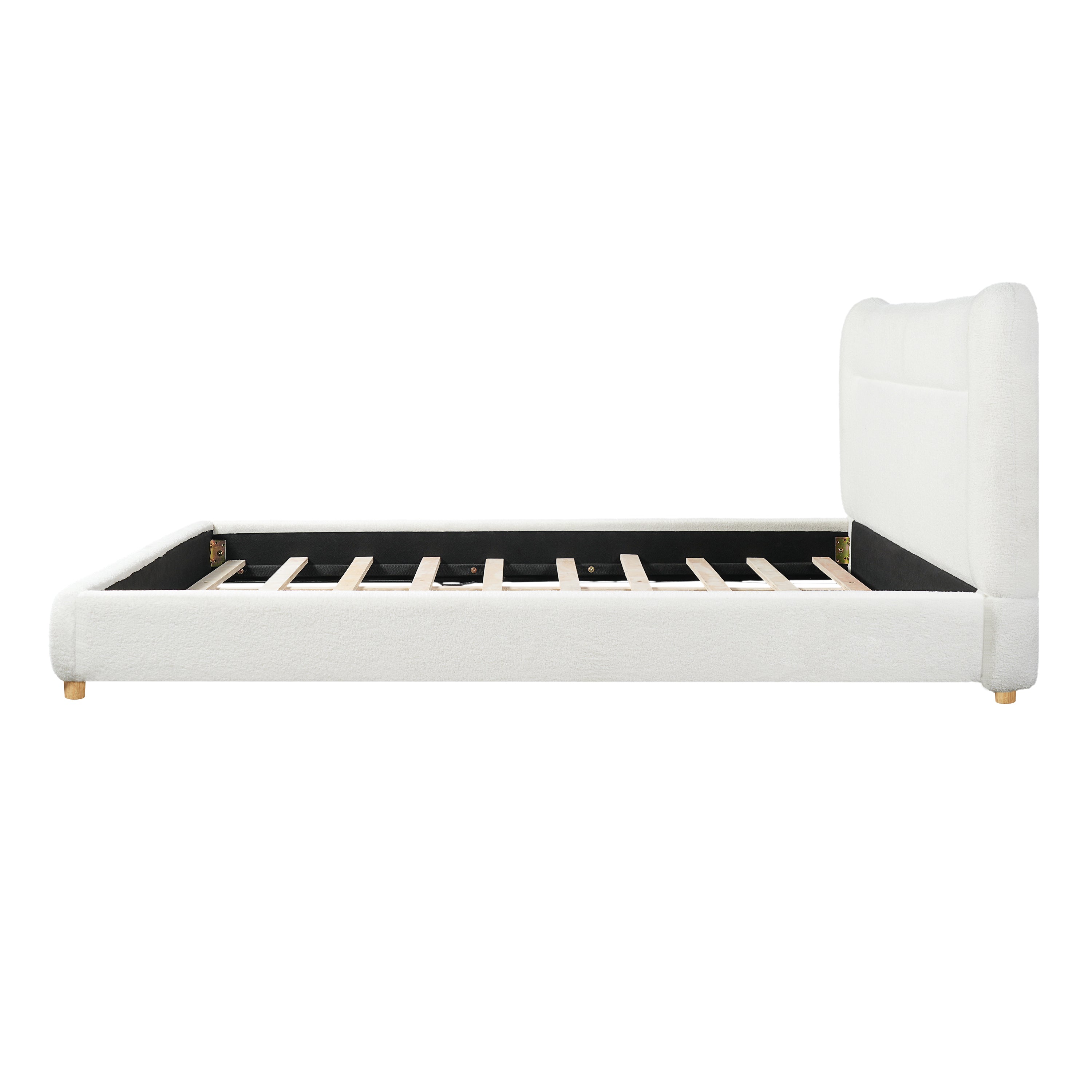 Minimalist Curved Headboard Teddy Bear Plush Bed - King