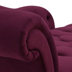 Samuel Tufted Roll Arm Chaise Lounge in Burgundy Velvet