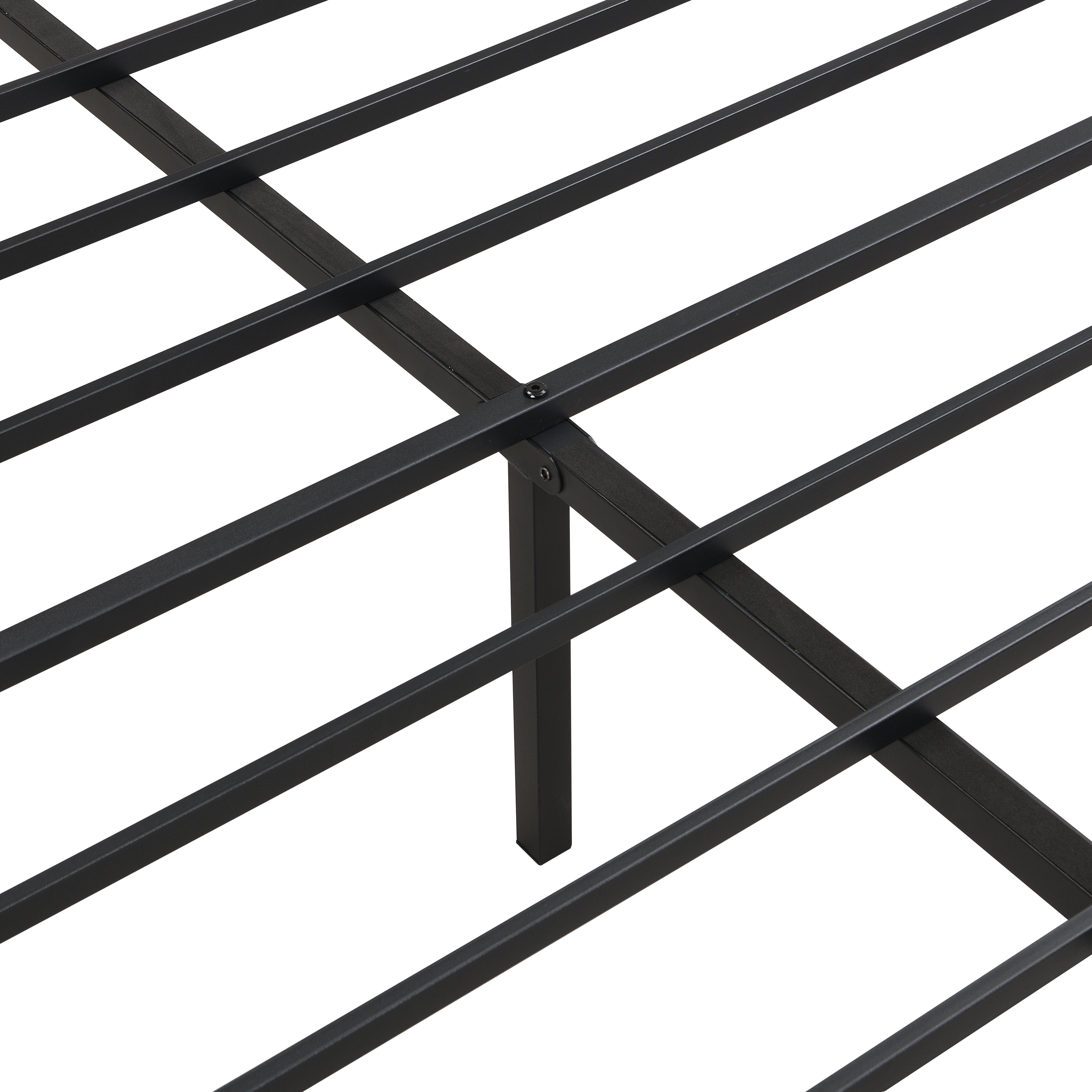 Queen Size Metal Bed Frame with Wood Panel Decoration