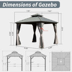 8' X 8' Hardtop Gazebo with Canopy and Netting