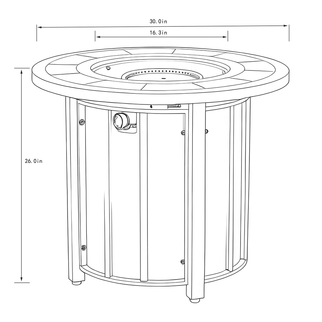 30" Propane Gas Fire Pit Table