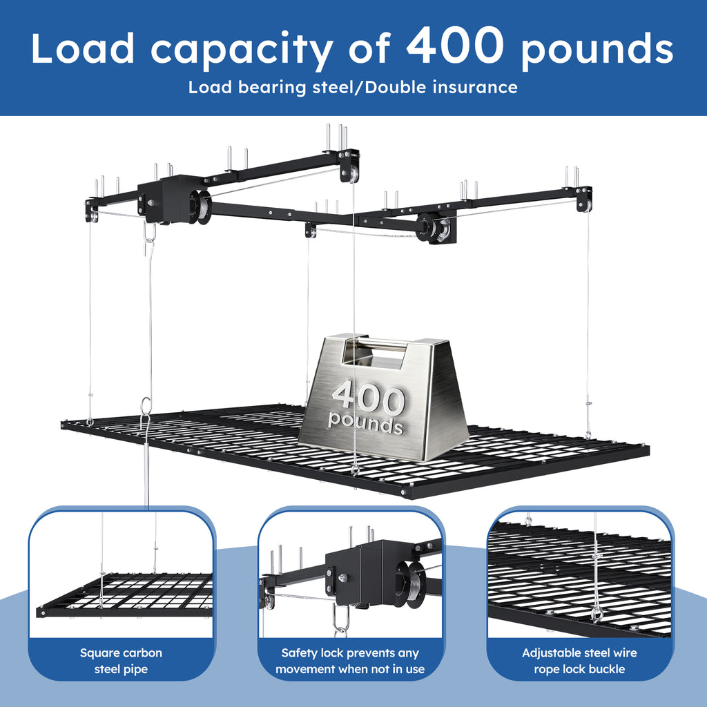 Overhead Garage Storage Rack 5x9 FT for High Ceilings