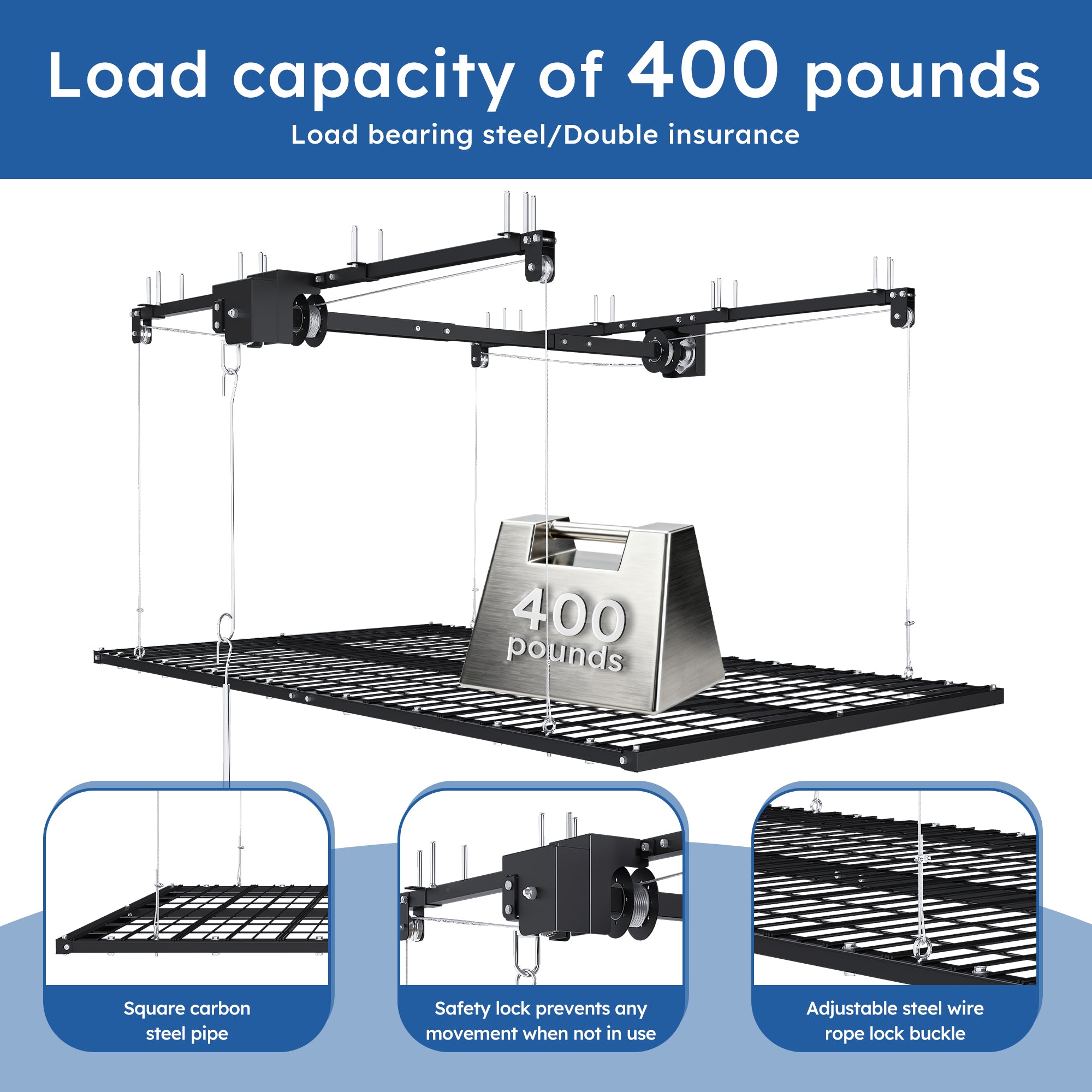 Overhead Garage Storage Rack 5x9 FT for High Ceilings
