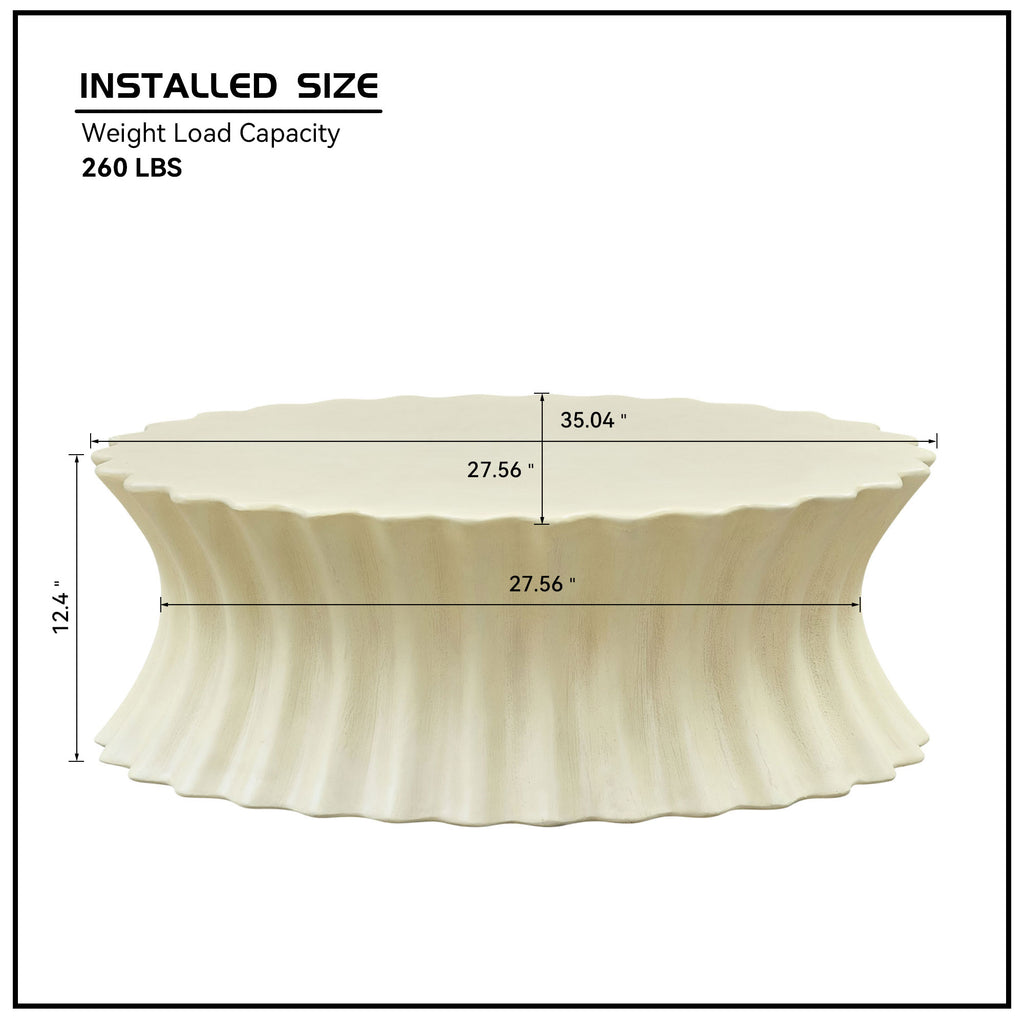 35.04 Inch Oval Coffee Table - Vintage Sturdy Fiberglass Design