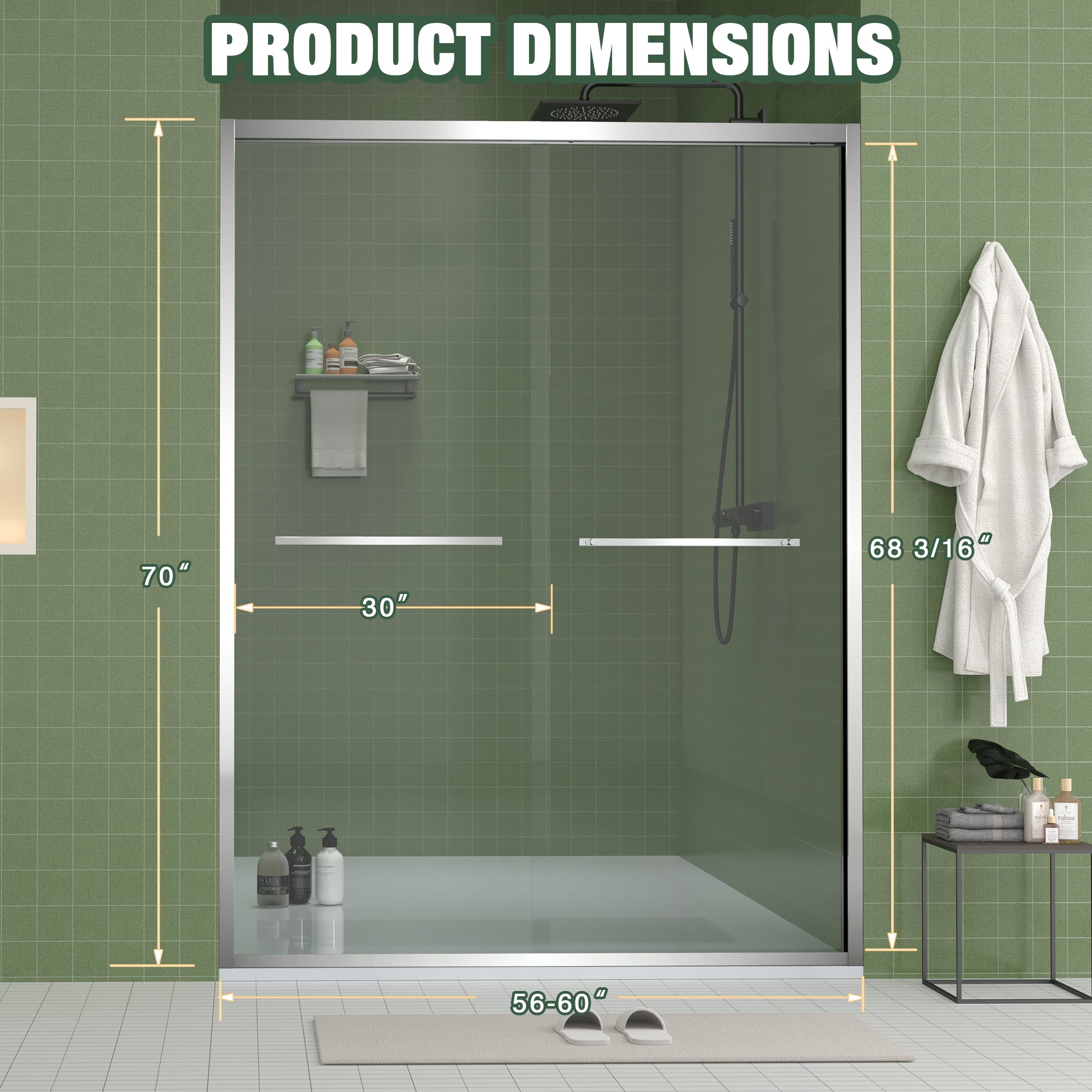 Aluminum Frame Double Sliding Shower Door