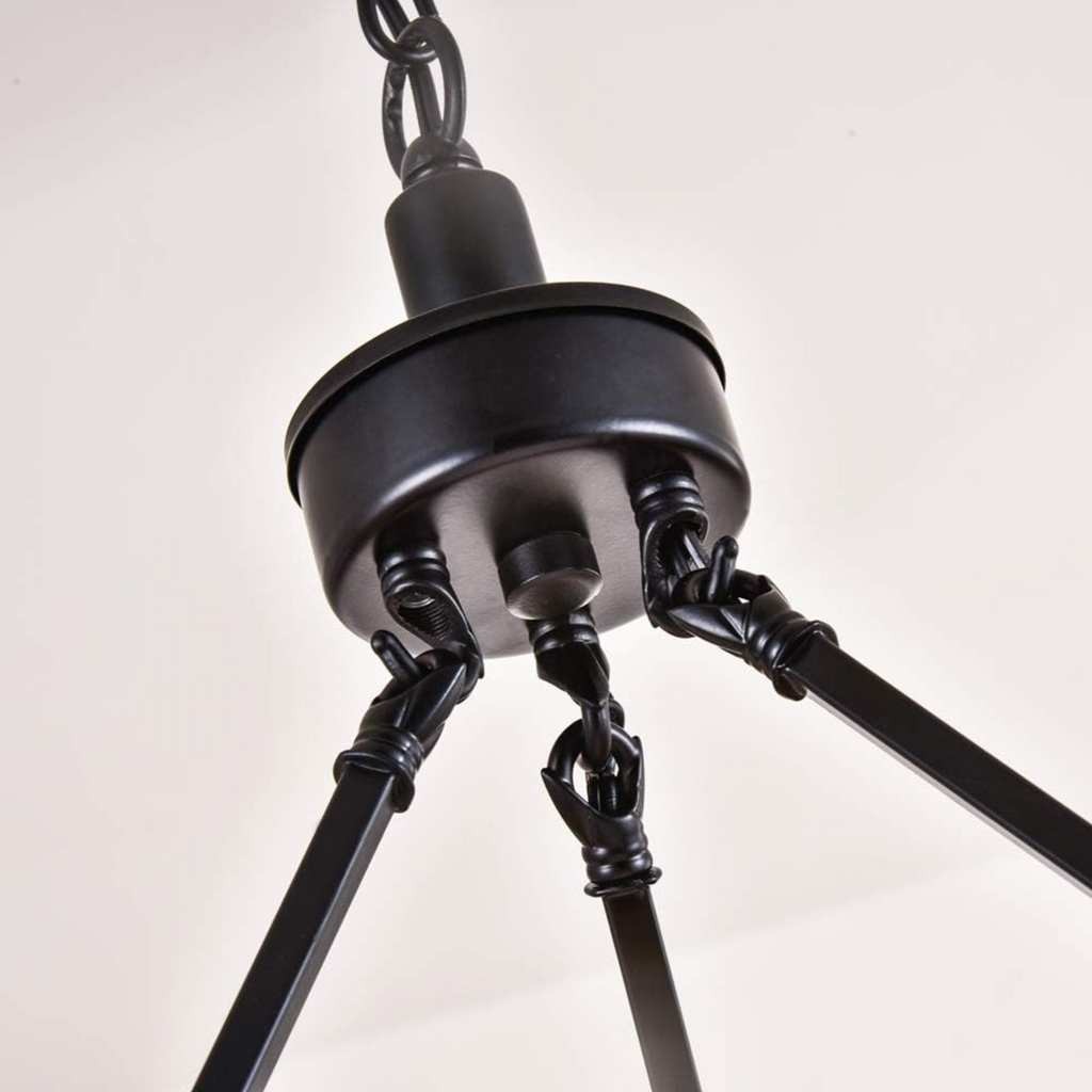 Wagon Wheel Chandelier, 24.2-Inch, 12-Light, Black Metal