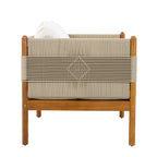 Outdoor Acacia Wood Club Chair with Diamond Rope Weave & Cushions