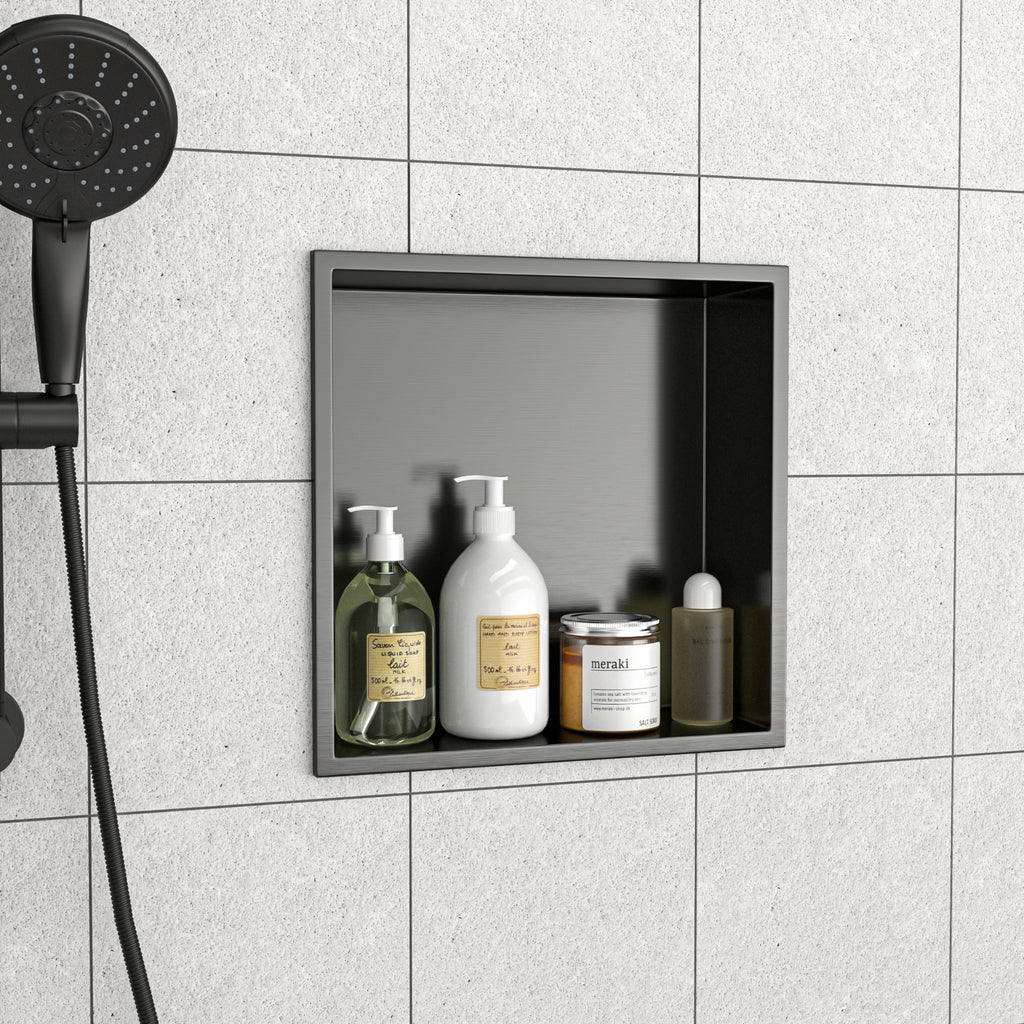 12" x 12" Stainless Steel Shower Niche - Gunmetal