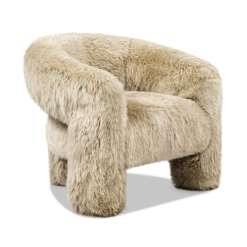 Avalon 35" Genuine Sheepskin Fur Split Barrel Back Accent Chair
