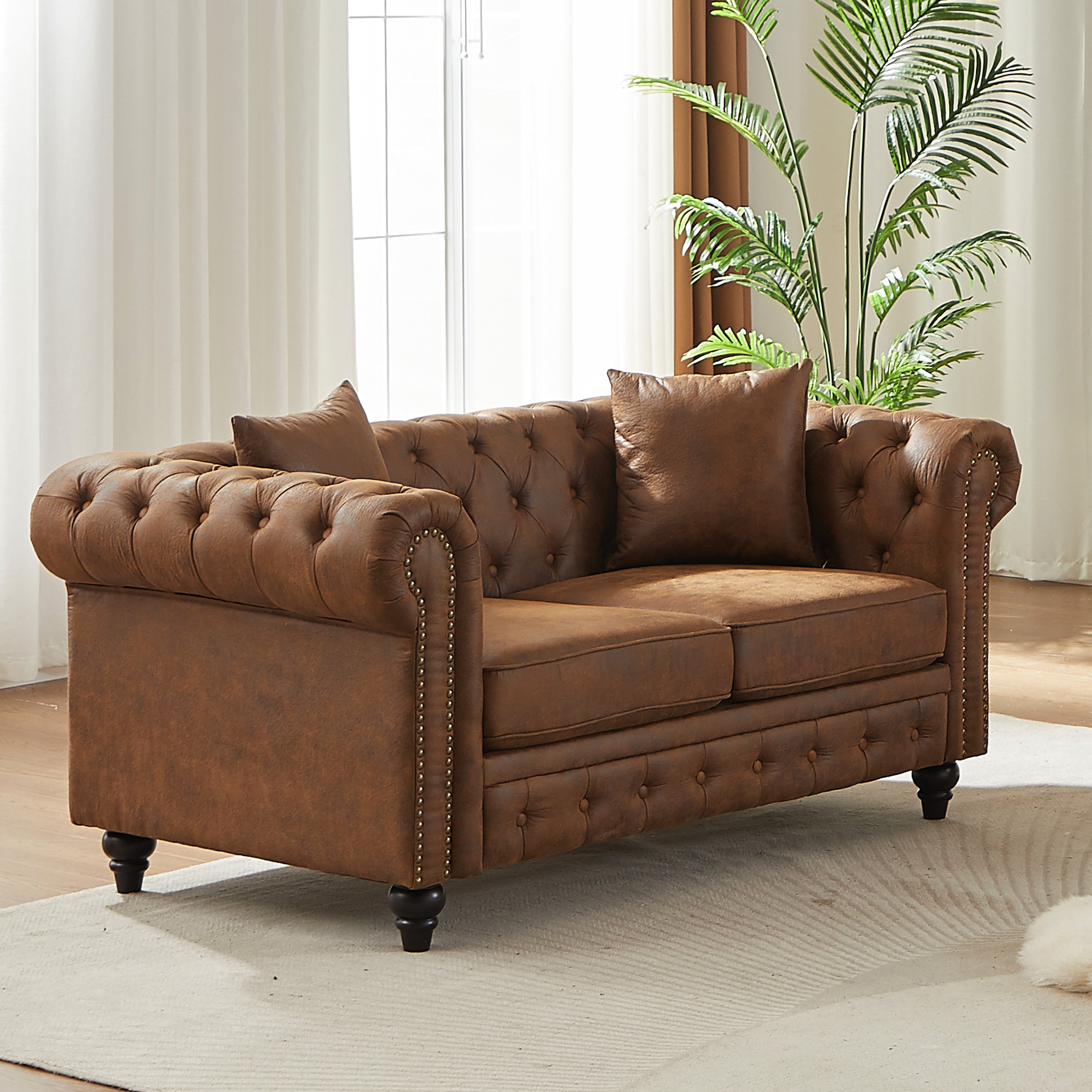 FX 63.5" Contemporary Design Chesterfield Sofa
