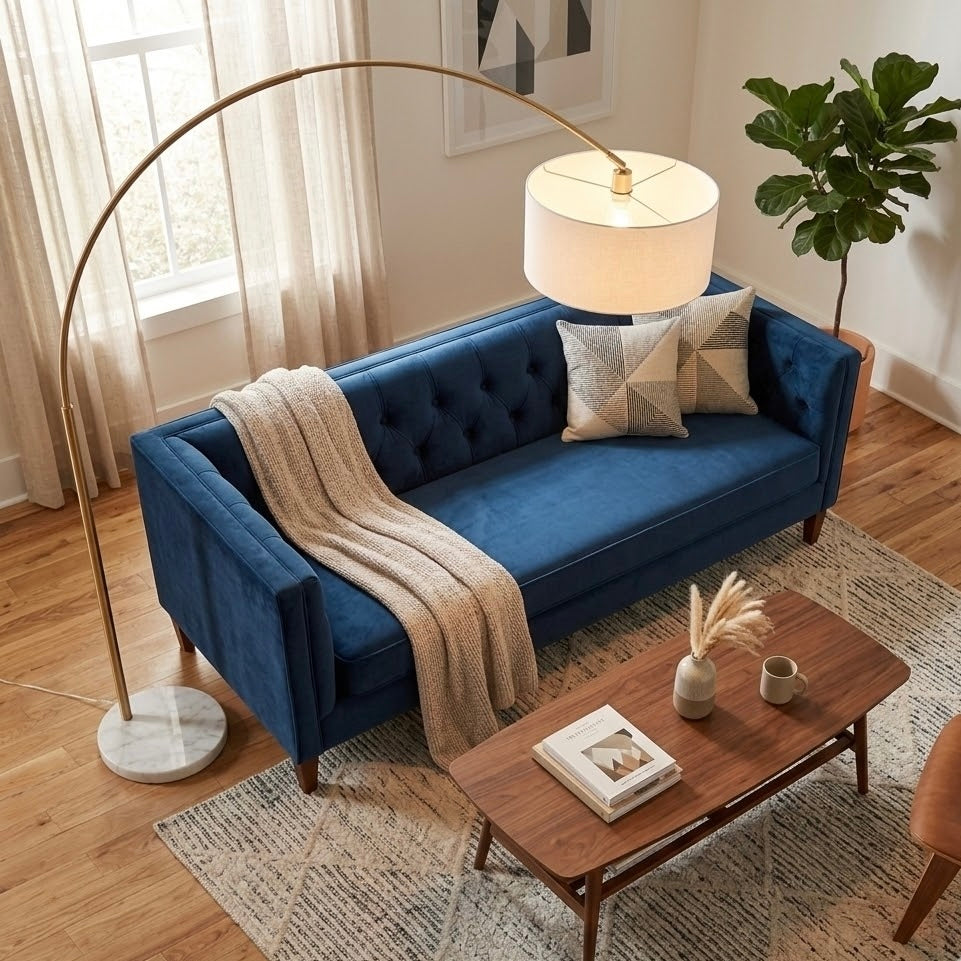 Ambient Arch Gold Brass Floor Lamp with Large Linen Shade