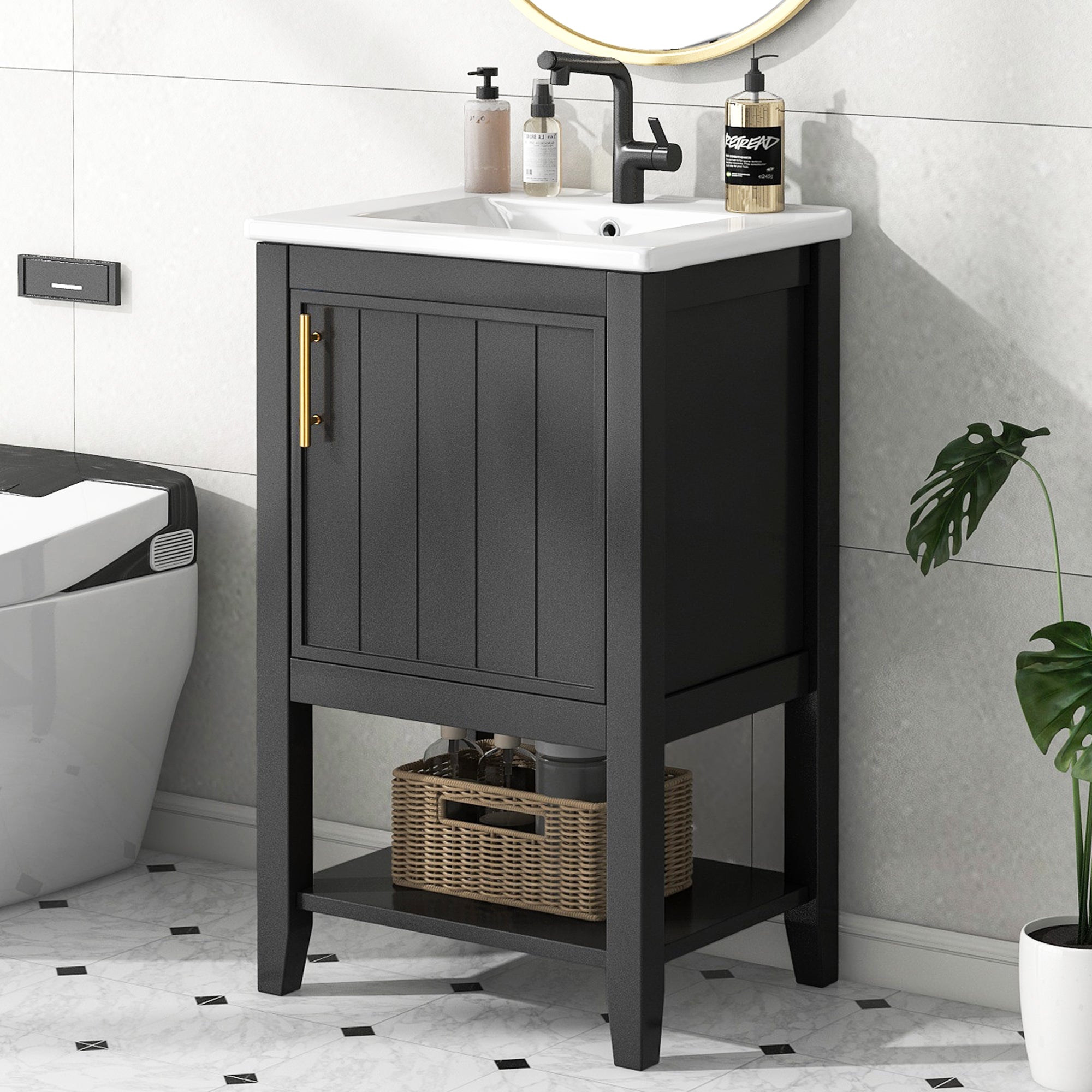 20" Bathroom Vanity with Sink - Black Cabinet