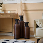 Hand-Woven PVC Rattan Vases, Set of 3