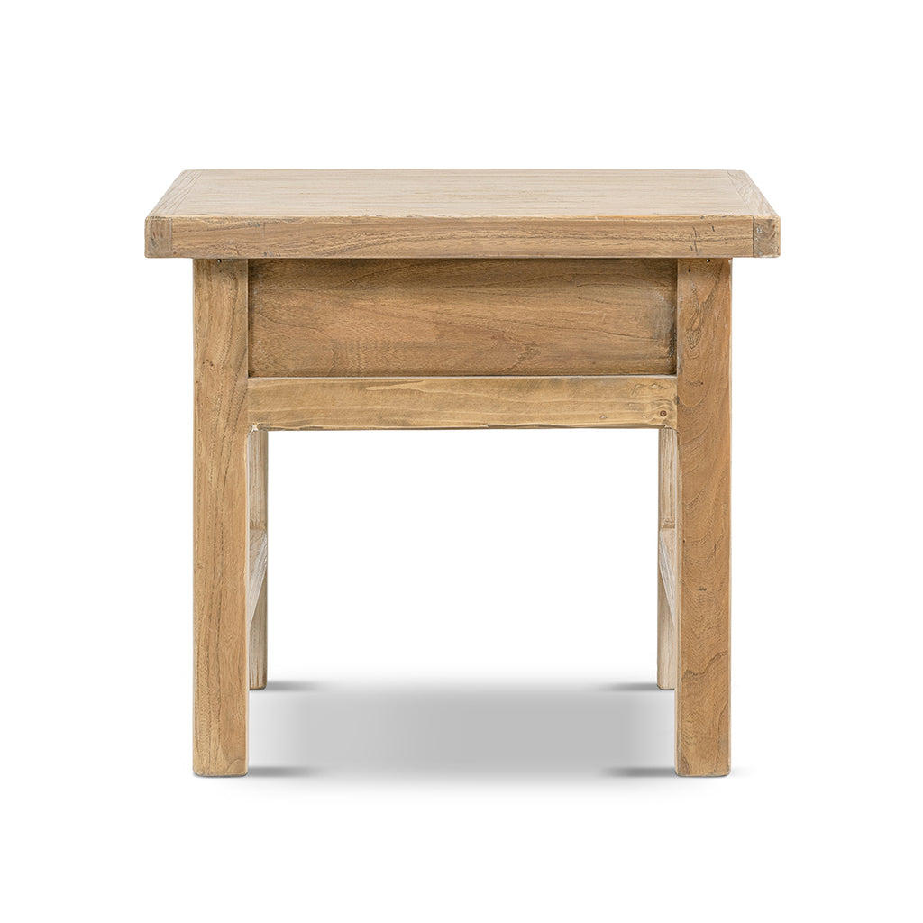 Rowan 22" Elm Wood Side Table with Drawer Light