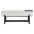 TREXM Farmhouse Upholstered Storage Bench with Hidden Compartment