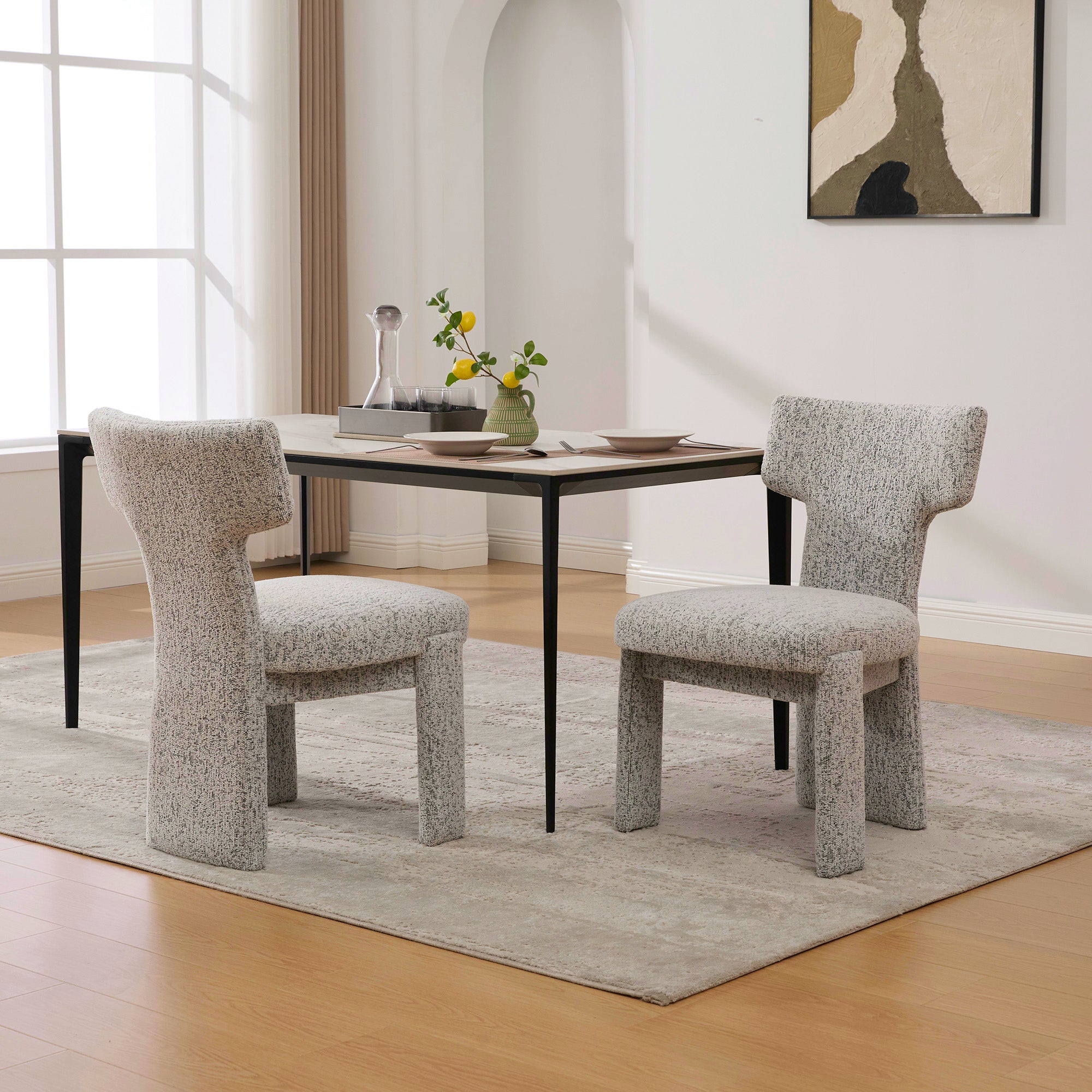 22.05" Wide Modern Upholstered Chenille Dining Chair Set of 2