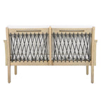 Outdoor Acacia Wood Loveseat & Coffee Table Set with Handwoven Rope