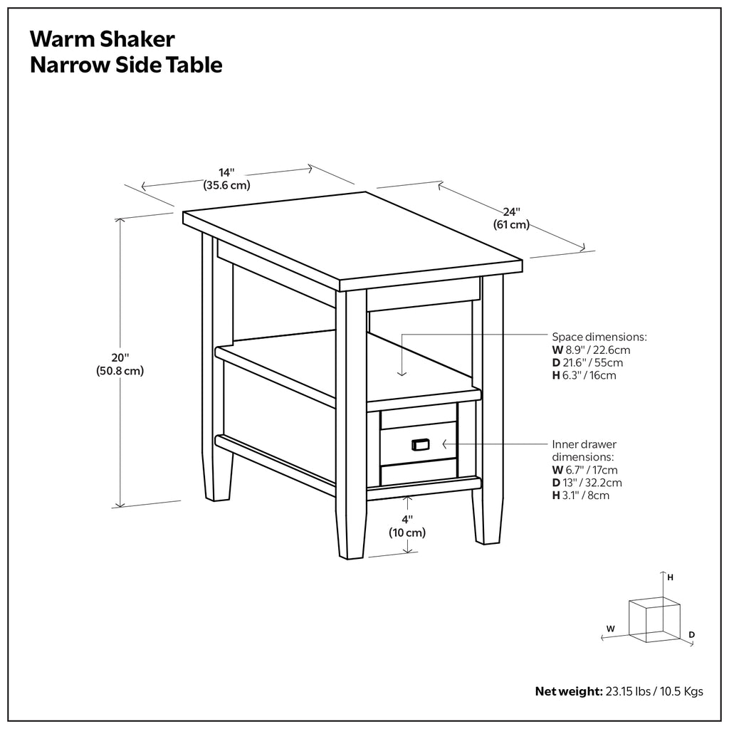 Warm Shaker Narrow Side Table