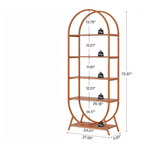 70.8" 5-Tier Modern Brown Arched Open Bookshelf