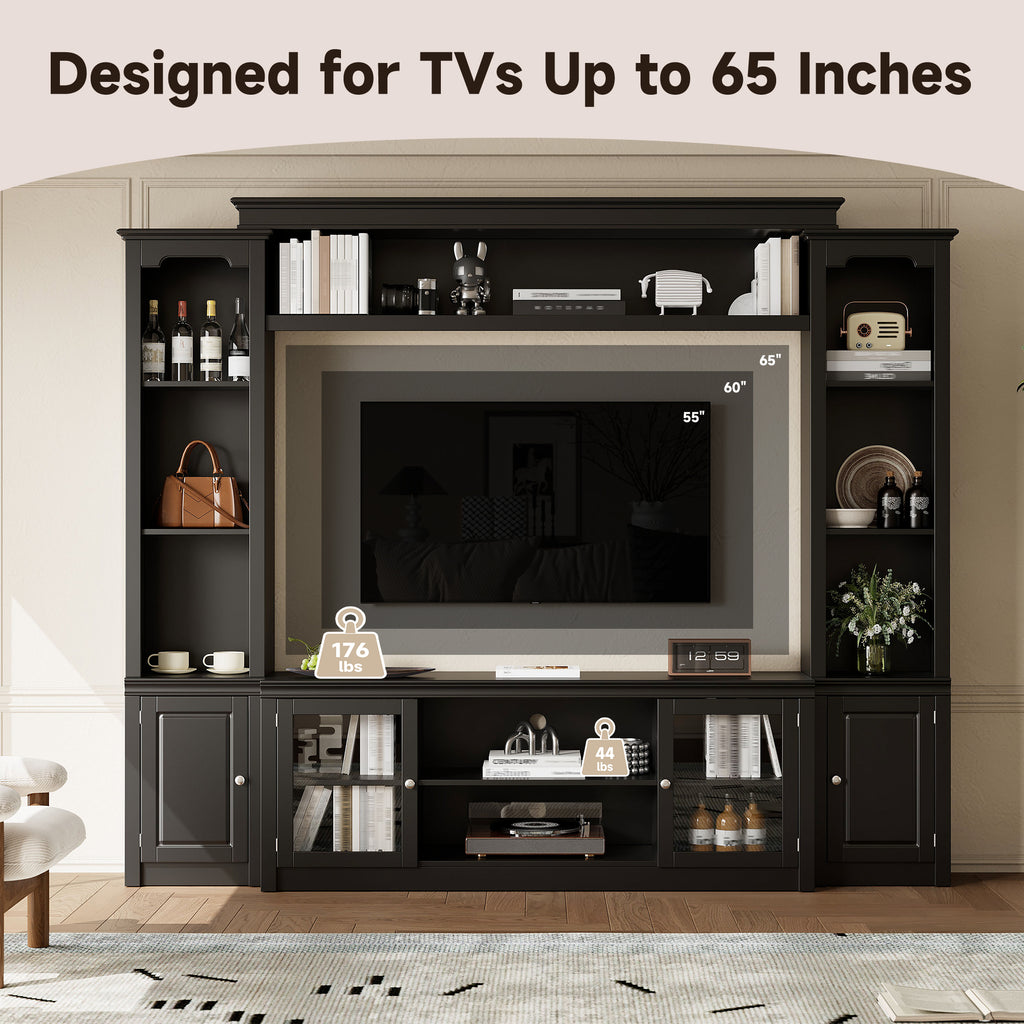 All-in-One Modern TV Stand with Bookcase for TVs Up to 65-inch