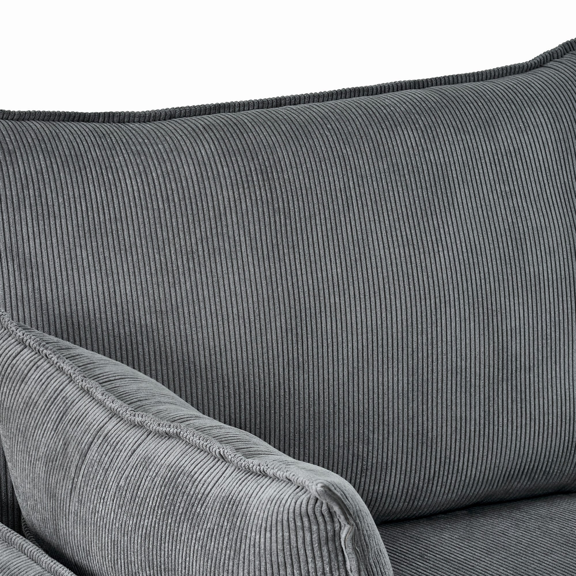 Comfy Corduroy Oversized Chaise Lounge Chair with Ottoman and Storage