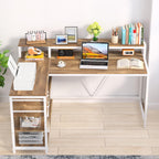 55-Inch L-Shaped Home Office Desk with Monitor Riser