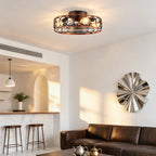 20 Inch Caged Ceiling Fan with Lights and Remote Control