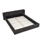 Queen Size Upholstered Bed Frame with Thick Fabric - Dark Grey