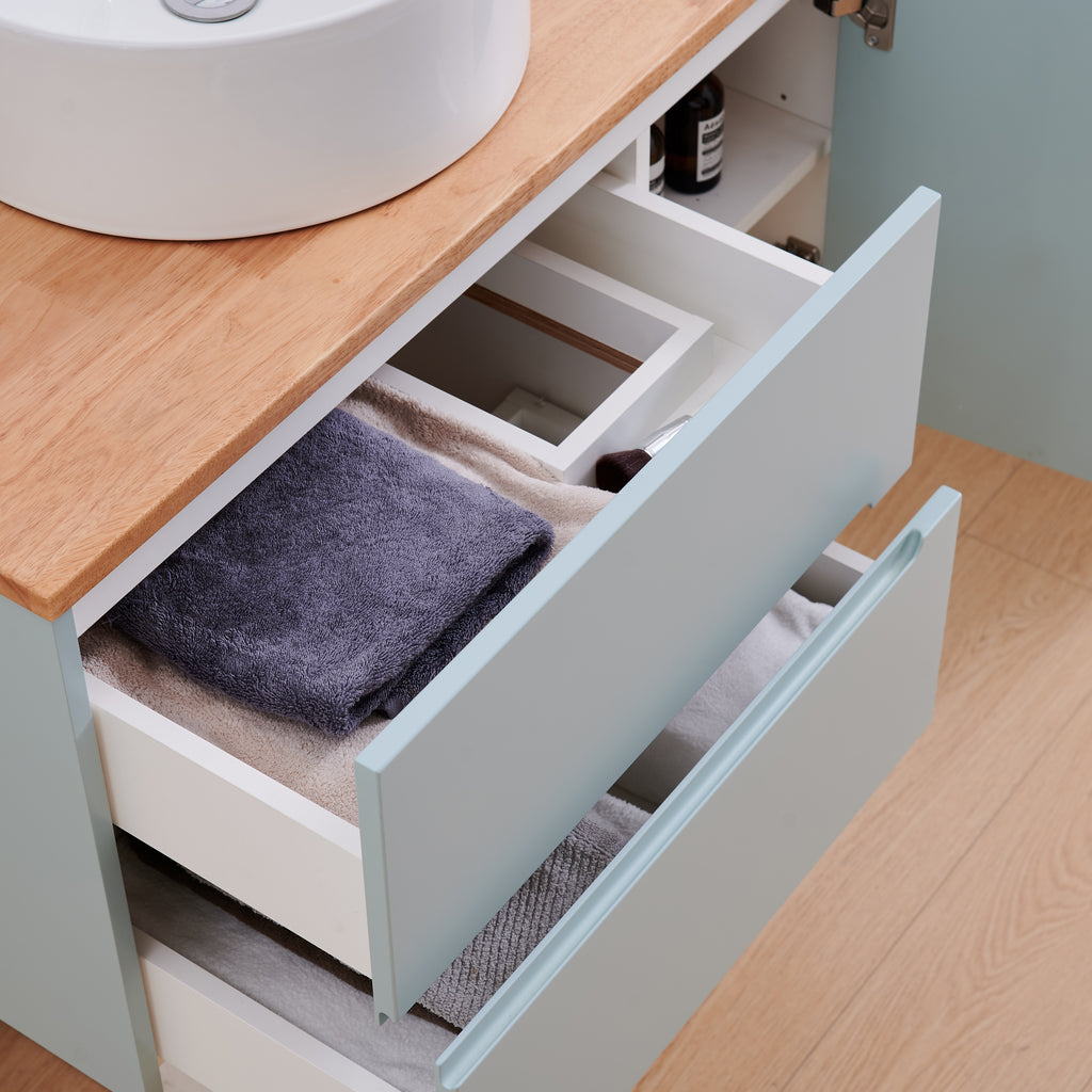 36-Inch Double Drawer + Single Door Wall-Mounted Bathroom Vanity