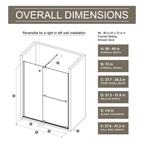 Glass Shower Door, 30 - 60 in.W x 72 in.H