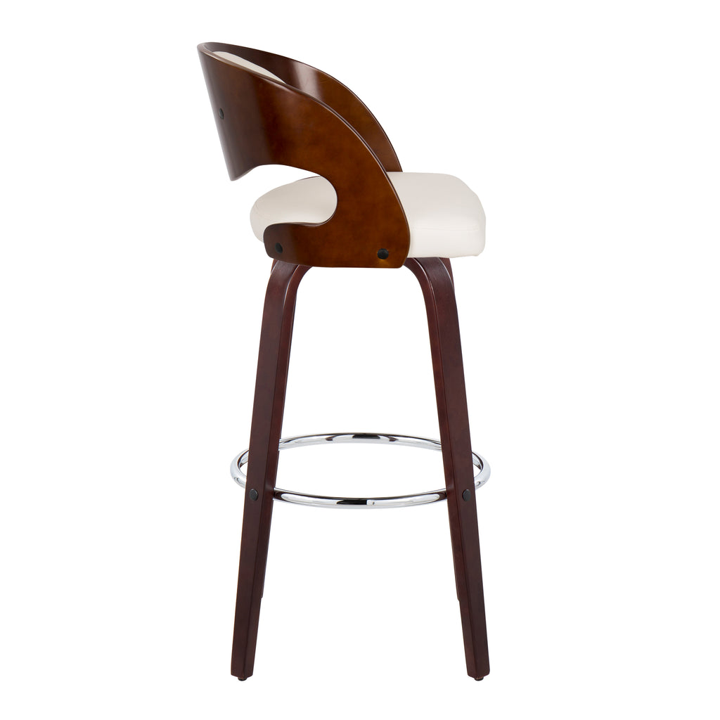 30" Mid-Century Modern Fixed-Height Barstool with Swivel