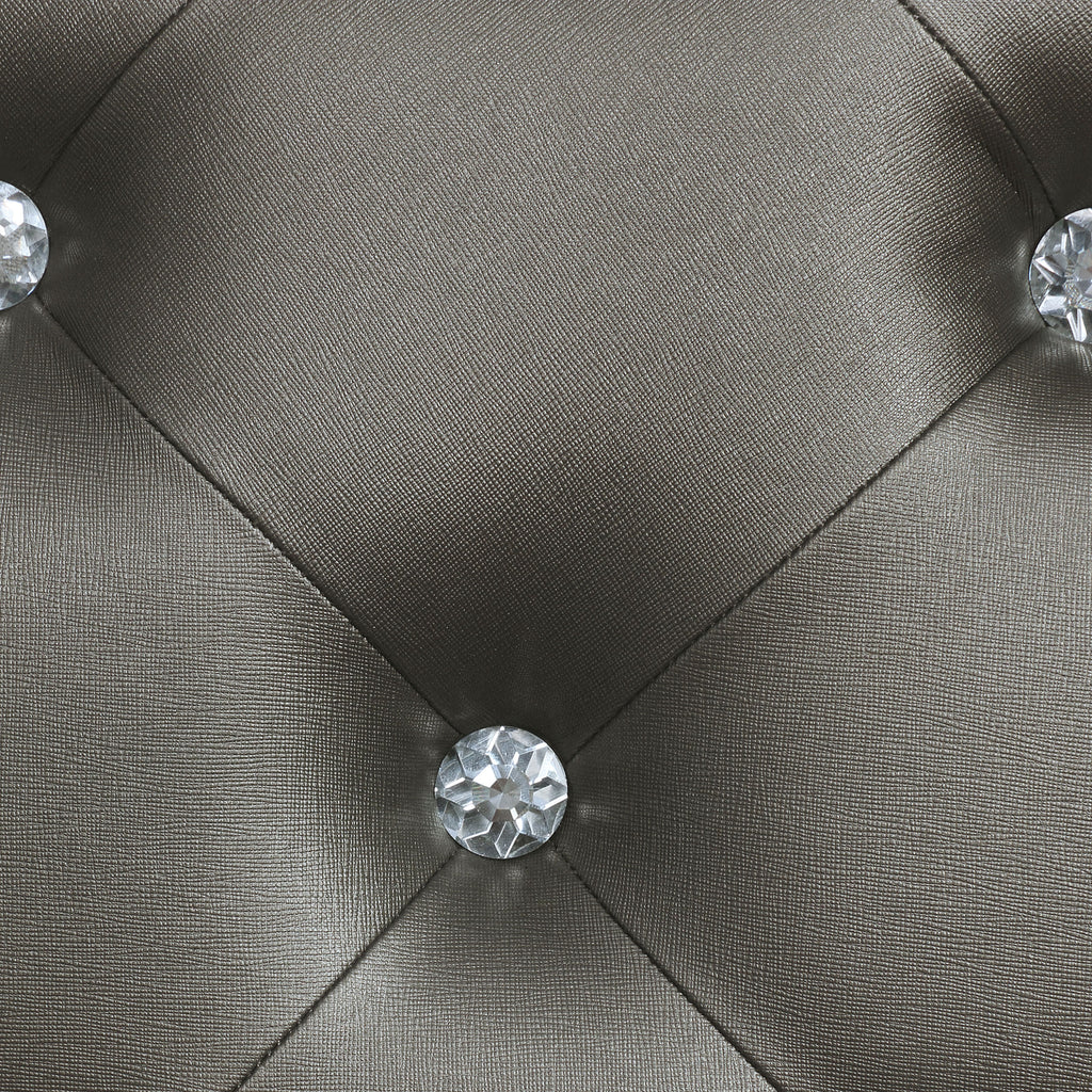 Karmen Metallic Upholstered Tufted Queen Panel Bed