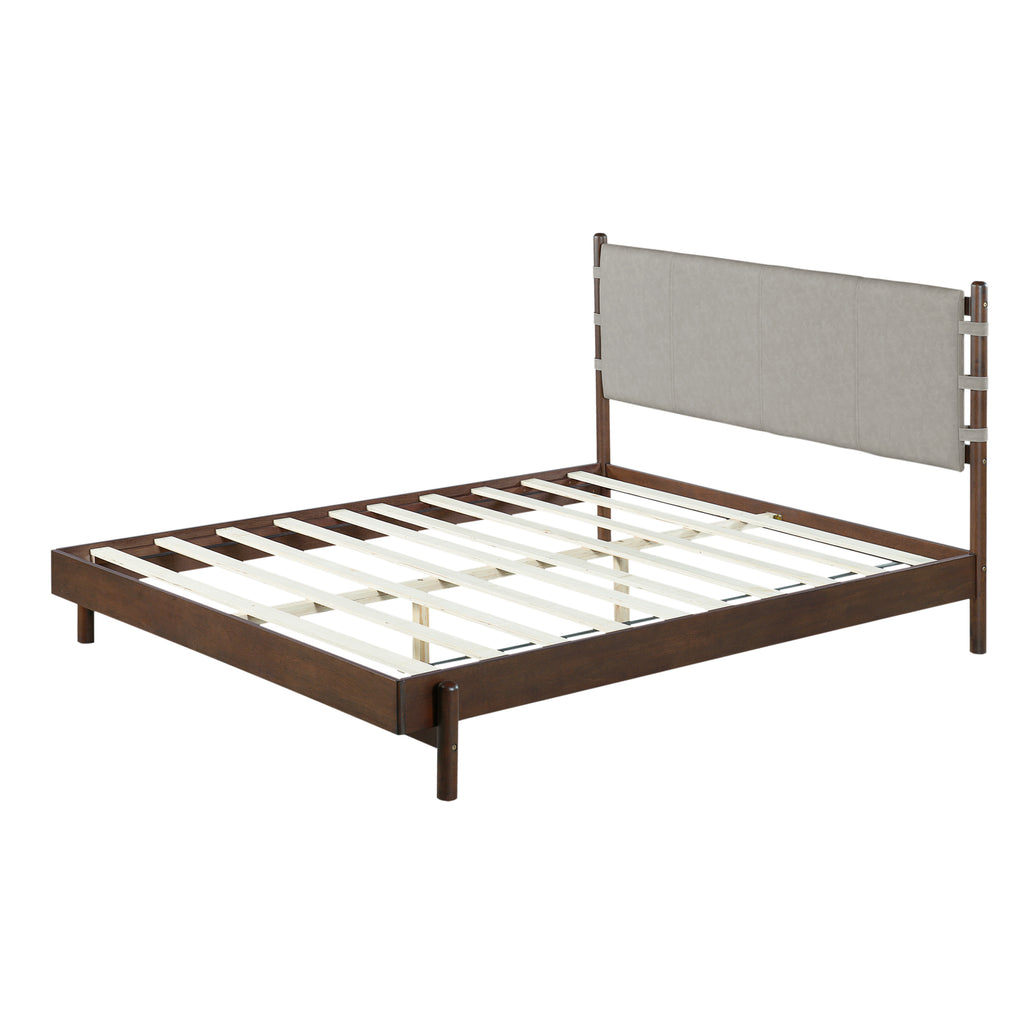 Premium Rubber Wood Platform Bed Frame, Queen Size