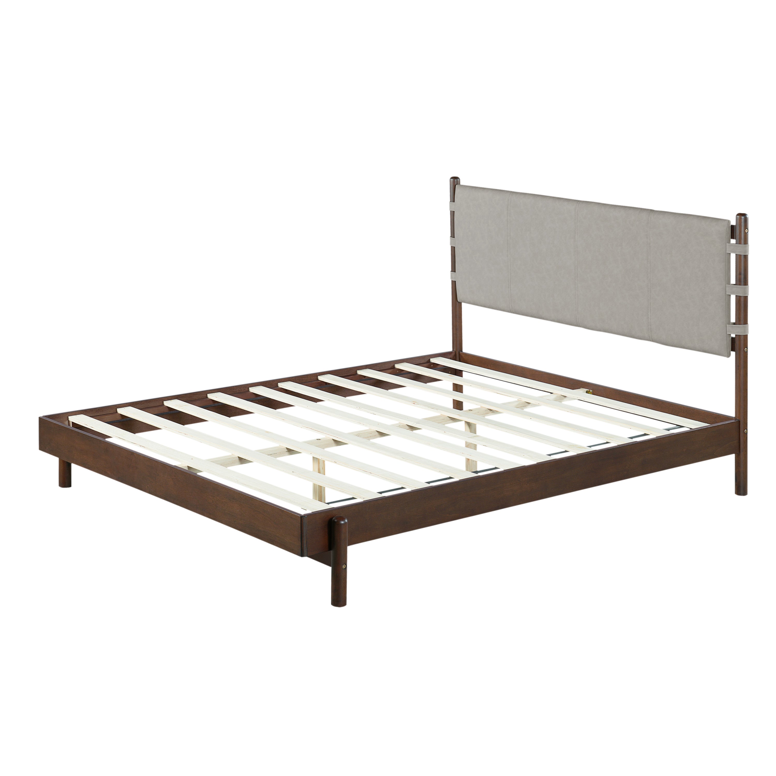 Premium Rubber Wood Platform Bed Frame, Queen Size