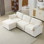 104" Plush Cloud 3 Seater Sofa: Modular 3 Seater Sofa + Ottoman