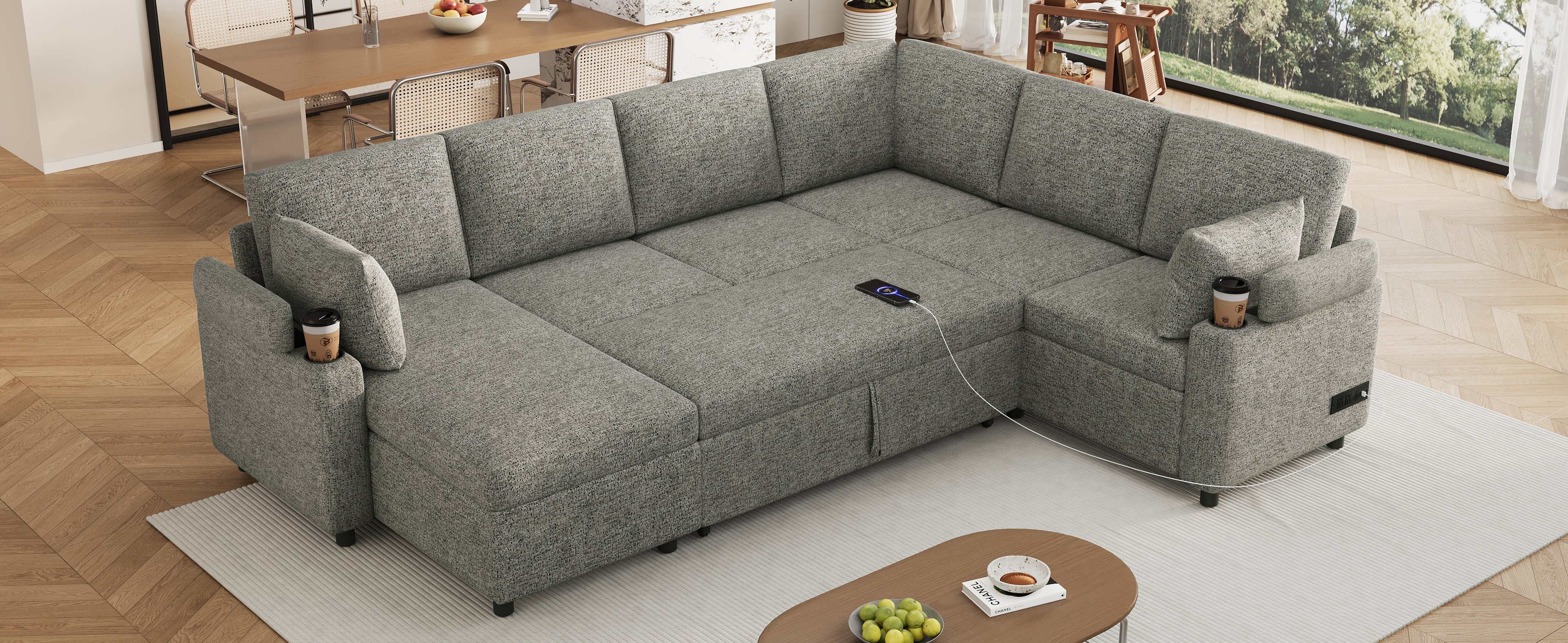 Versatile U-Shaped Sectional Sofa Bed