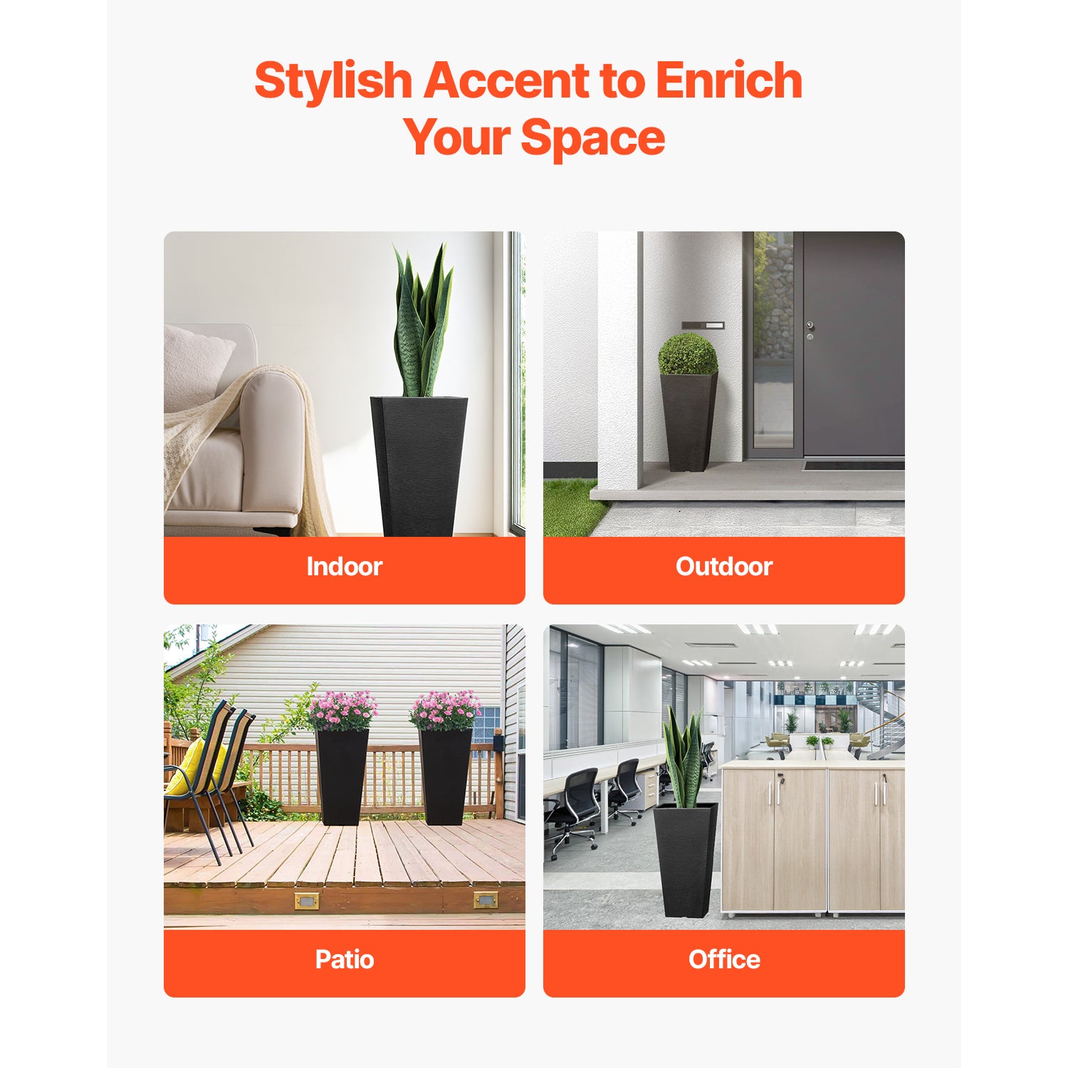 Set of 2 Tall Outdoor Planters - 22 Inch