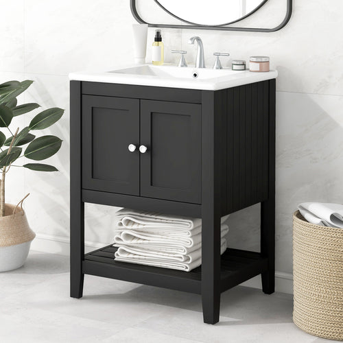 24" Black Bathroom Vanity