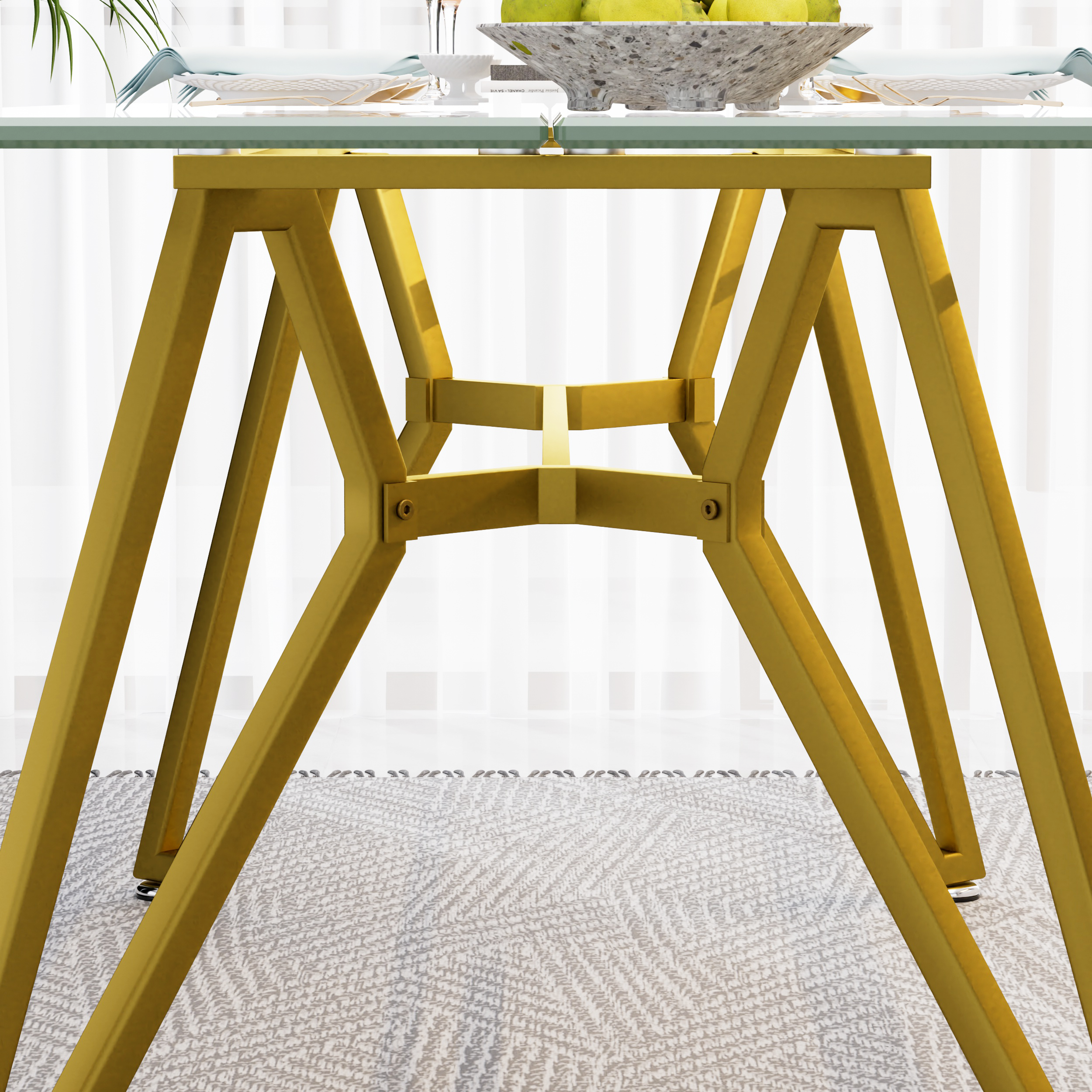 70.9-Inch Rectangular Glass Dining Table