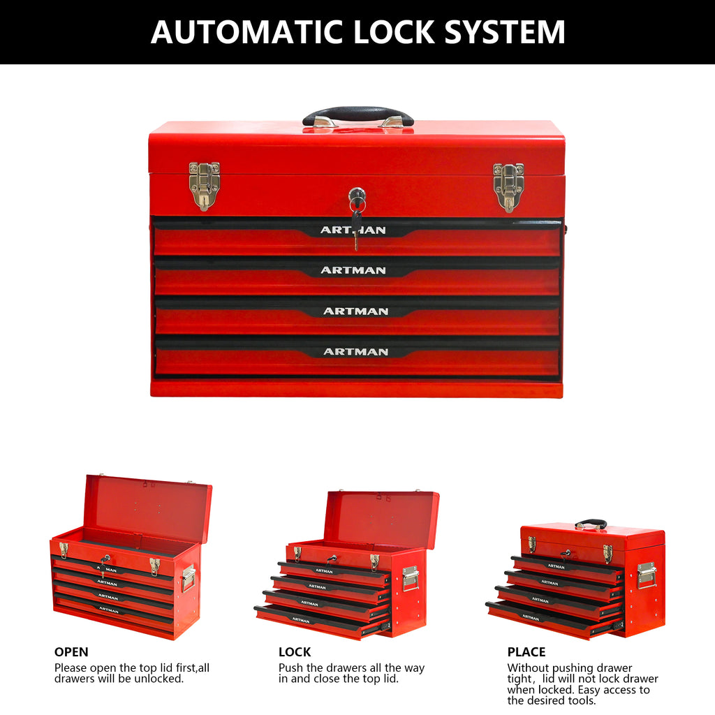 20-Inch Steel Portable Tool Box With Drawers