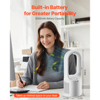 Portable Desk Bladeless Fan 12.99" 6-Speed with Battery
