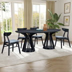 Modern 78.74 Inch Dining Table - Oval MDF Table with Sturdy Pedestal