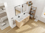 60" Freestanding Bathroom Vanity with Double Resin Sink