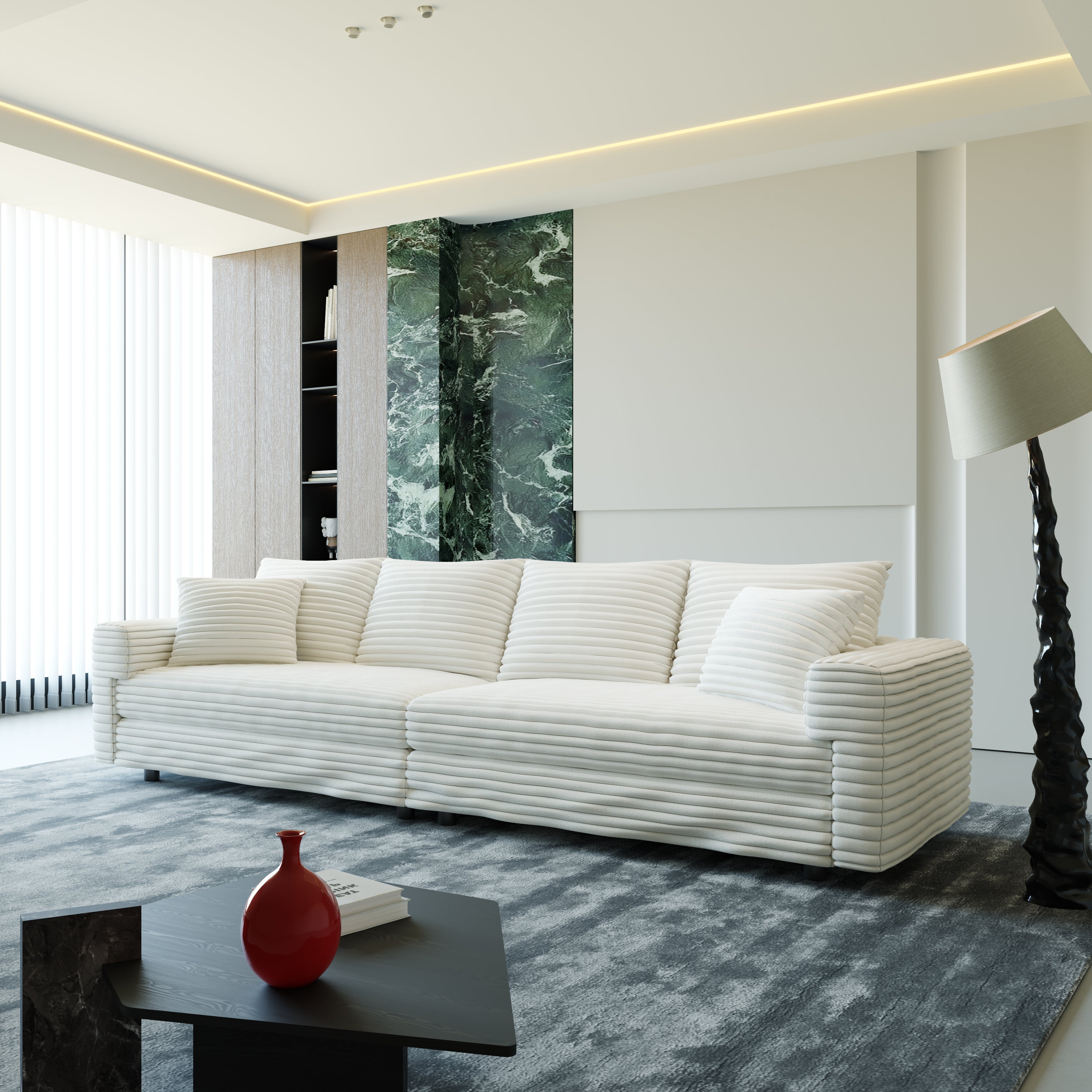 Plush Corduroy 4-Seat Sofa